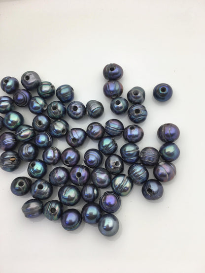 20pcs AA 9.2-10mm deep blue Potato loose pearl,2.2mm large hole,CR9-T2
