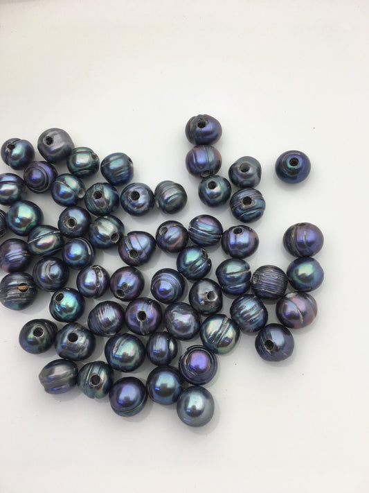 20pcs AA 9.2-10mm deep blue Potato loose pearl,2.2mm large hole,CR9-T2