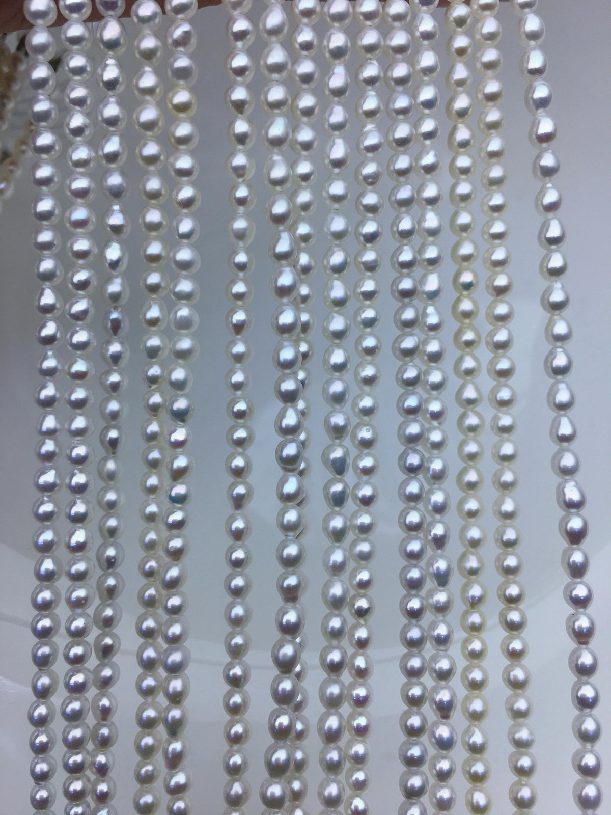 AAA 15.3+2'' 3-4mm tiny white rice freshwater Pearl necklace,genuine freshwater Pearl necklace,Natural Pearl Necklace,NPN1-T37