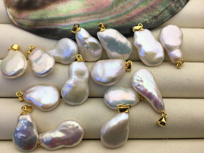 5pcs AAA 12-14mm White Drop Coin pearl pendant,NC1-T57
