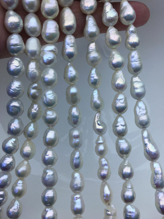 AA+ 7-9mm white baroque drop Edison Freshwater Pearl,ED12-2A-5-40