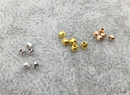 18k Real 2mm/2.3mm/2.8mm White/Yellow/Rose Gold Handmade Bali Style Faceted Round Beads, 18k Gold Beads. 18k Spacer Beads,ASG-PJ-002