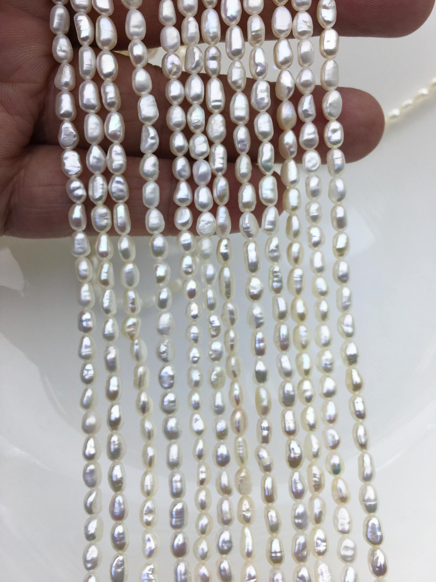 AA 3.5-4mm white nugget seed pearls,irregular nugget freshwater pearl strand,cheap price,pearl factory china,LM3-2A-1