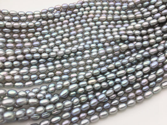 AAA 4-4.5mm gray rice freshwater pearls,Cultured pearl necklace,DIY pearl,Valentine's Day gift,LR4-3A-13