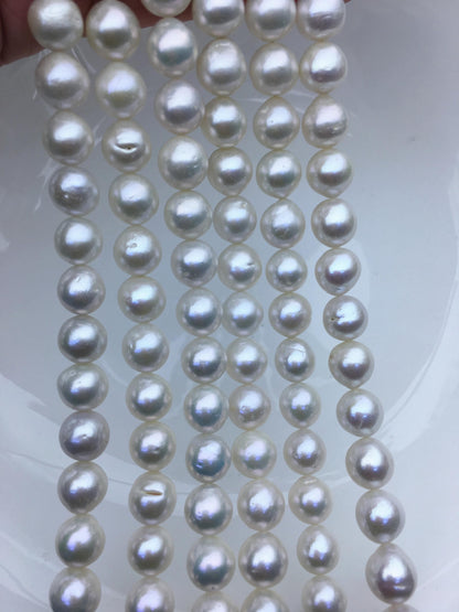AA+ 9-11mm white oval near round Edison Freshwater Pearl,ED12-2A-5-60