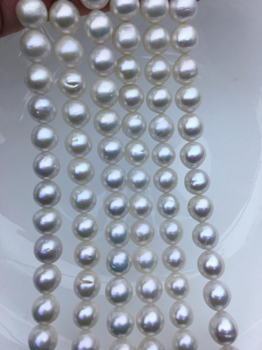 AA+ 9-11mm white oval near round Edison Freshwater Pearl,ED12-2A-5-60