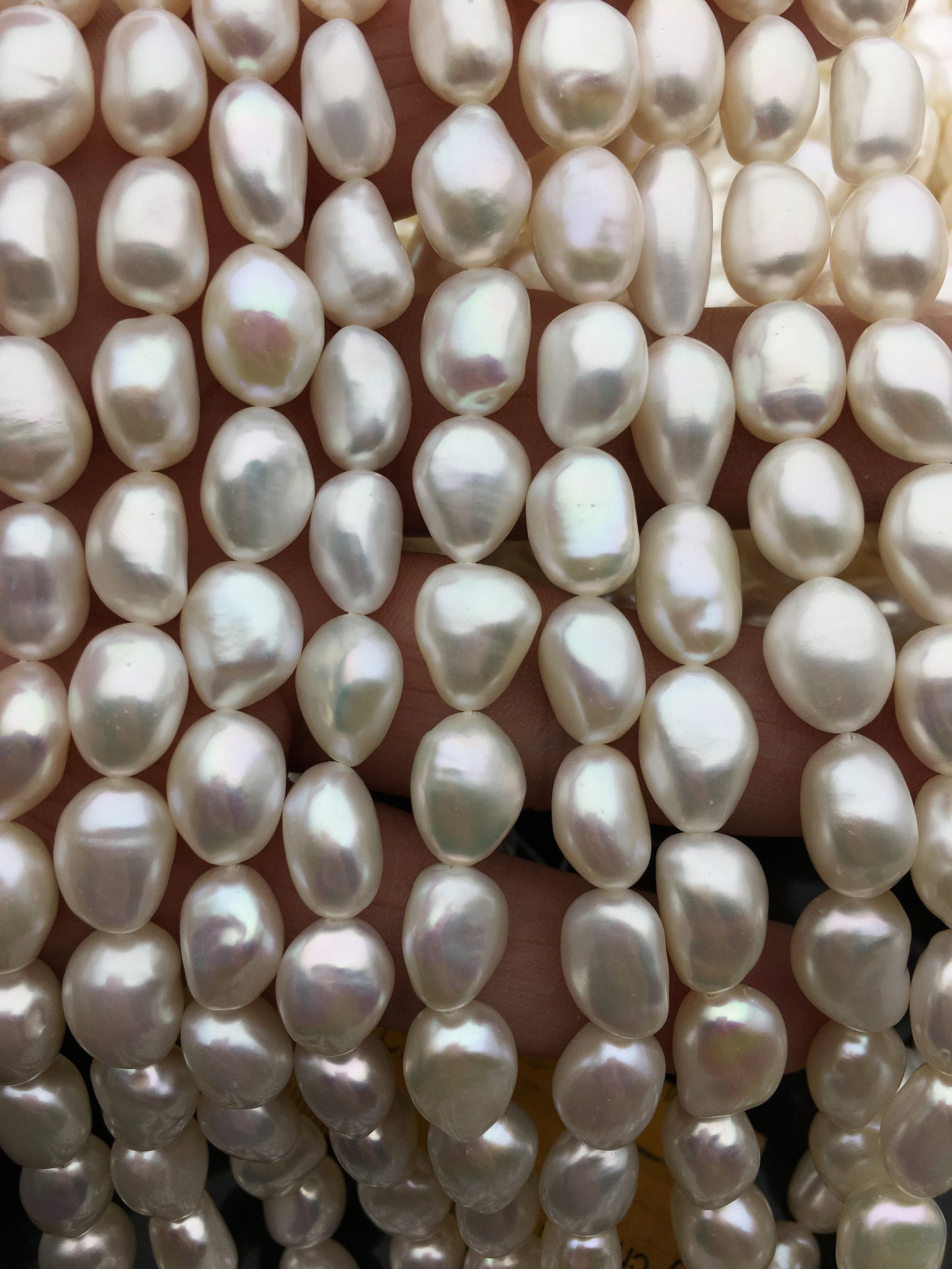 AAA 9.4-10.2mm white long nugget freshwater pearls,cultured freshwater baroque pearl bead string,LM10-T6