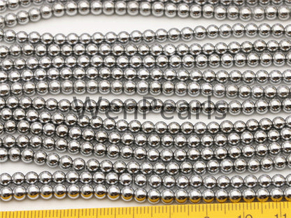 Hematite silver Gray 4mm Smooth Round,AAA, 105pcs,15.5 inches,G50-R4-002