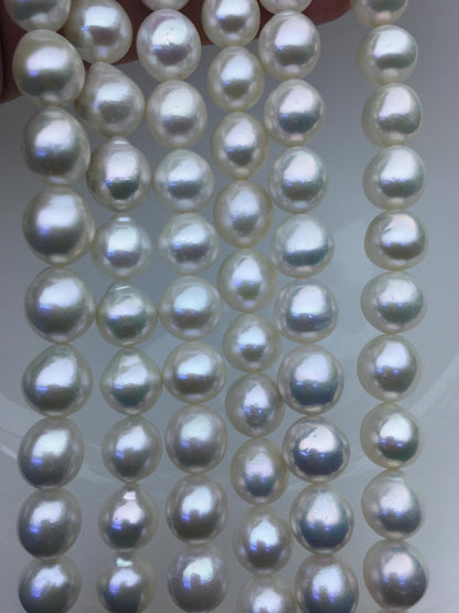 AAA 11-13mm white oval near round freshwater pearls,loose pearl beads,round pearl string,pearl necklace DIY jewelry material,RP12-2A-5