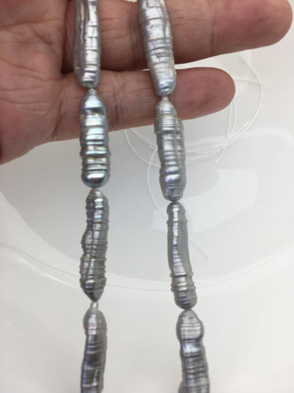 AA 6-9mm Gray Biwa keshi Freshwater Pearl,ZS-200-84