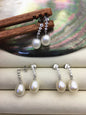 AAA 9mm White rice pearl cz stud earrings,zircon S925 Sterling Sliver pearl earrings,pearl for women for girl,SE3-T26