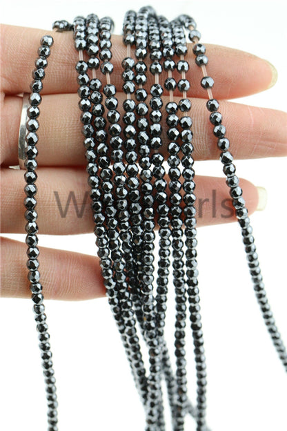 Hematite,3mm Faceted Round,AAA Quality,130pcs,15.5 inches,G50-R3-001