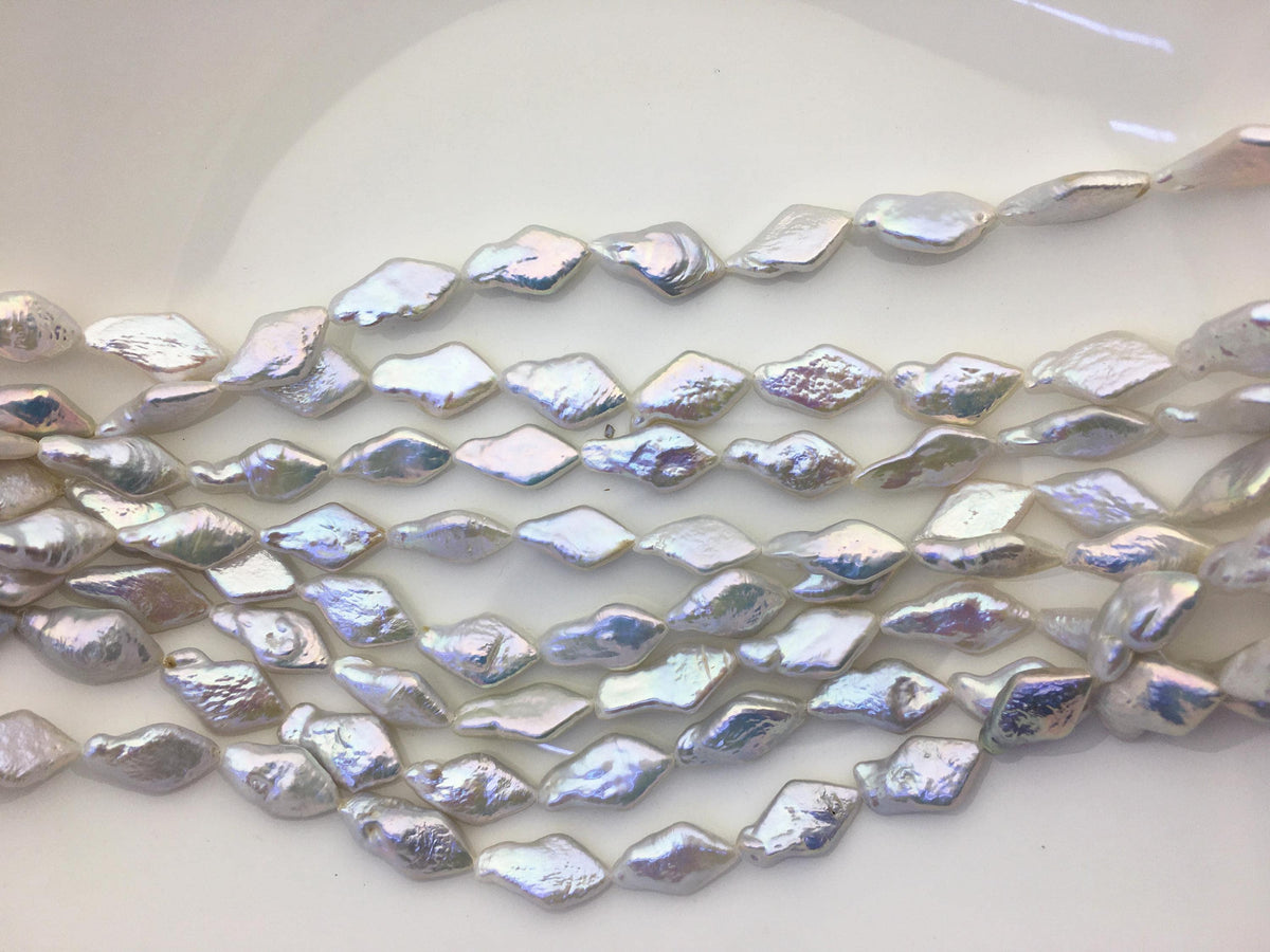 AAA 8-10mm White diamond Shape Freshwater Pearl,ZS-103-20