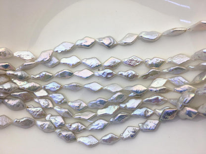 AAA 8-10mm White diamond Shape Freshwater Pearl,ZS-103-20