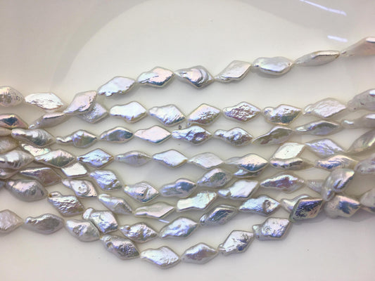AAA 8-10mm White diamond Shape Freshwater Pearl,ZS-103-20
