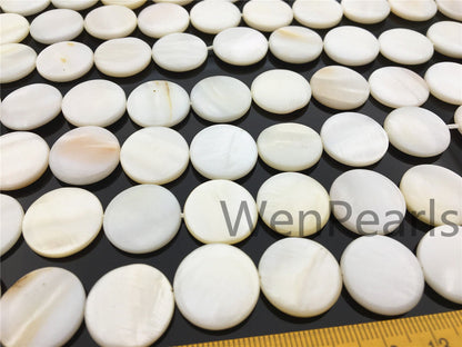 18mm Natural Mother of Pearl shell coin beads full strand,White shell,Ivory shell,GSHE-C-003