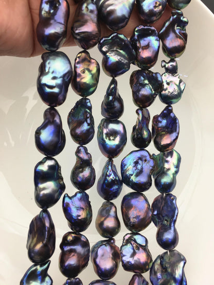 15.5'' AA 12-16mm Green Black Rainbow flame ball pearl,FL15-2A-5-19