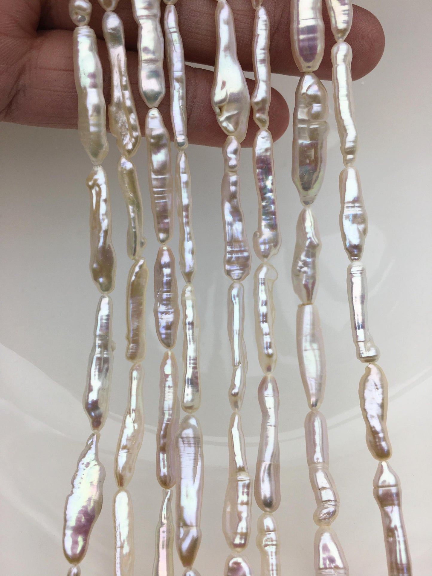 15.5'' AA+ 4-7mm White Toothpick pearls,ZS-80-15