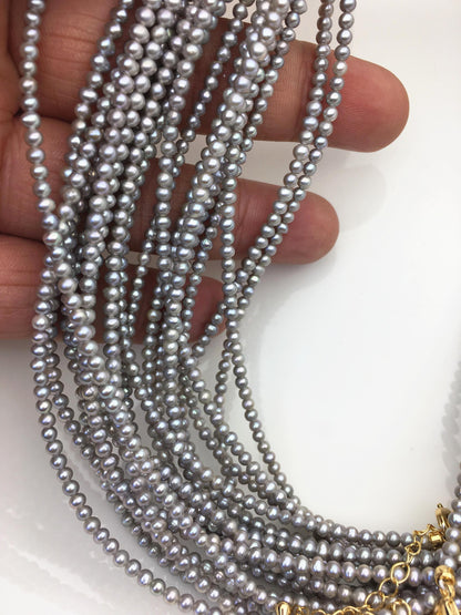 16+2'' AAA 2.5-3mm white tiny small near round pearl Necklace,Wedding Necklace, Love, Mothers Day,Happiness,wholesale,NPN1-T15