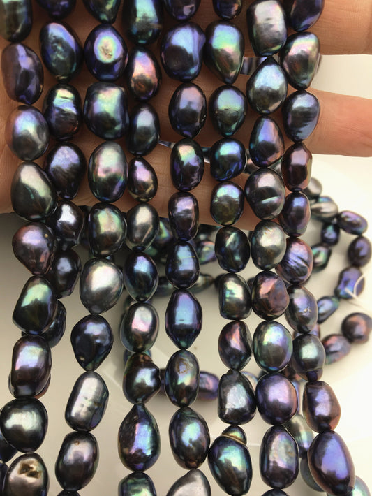 AA+ 10-11mm deep blue nugget freshwater pearls,diy pearl beads,Irregular Beads for Pearl Necklace,LM10-2A-26