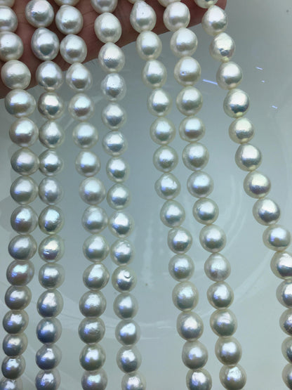 AAA 7-9mm white baroque near round freshwater pearls,large hole,loose pearl beads material ,gift for her necklace,Cultured pearl,RP8-T2