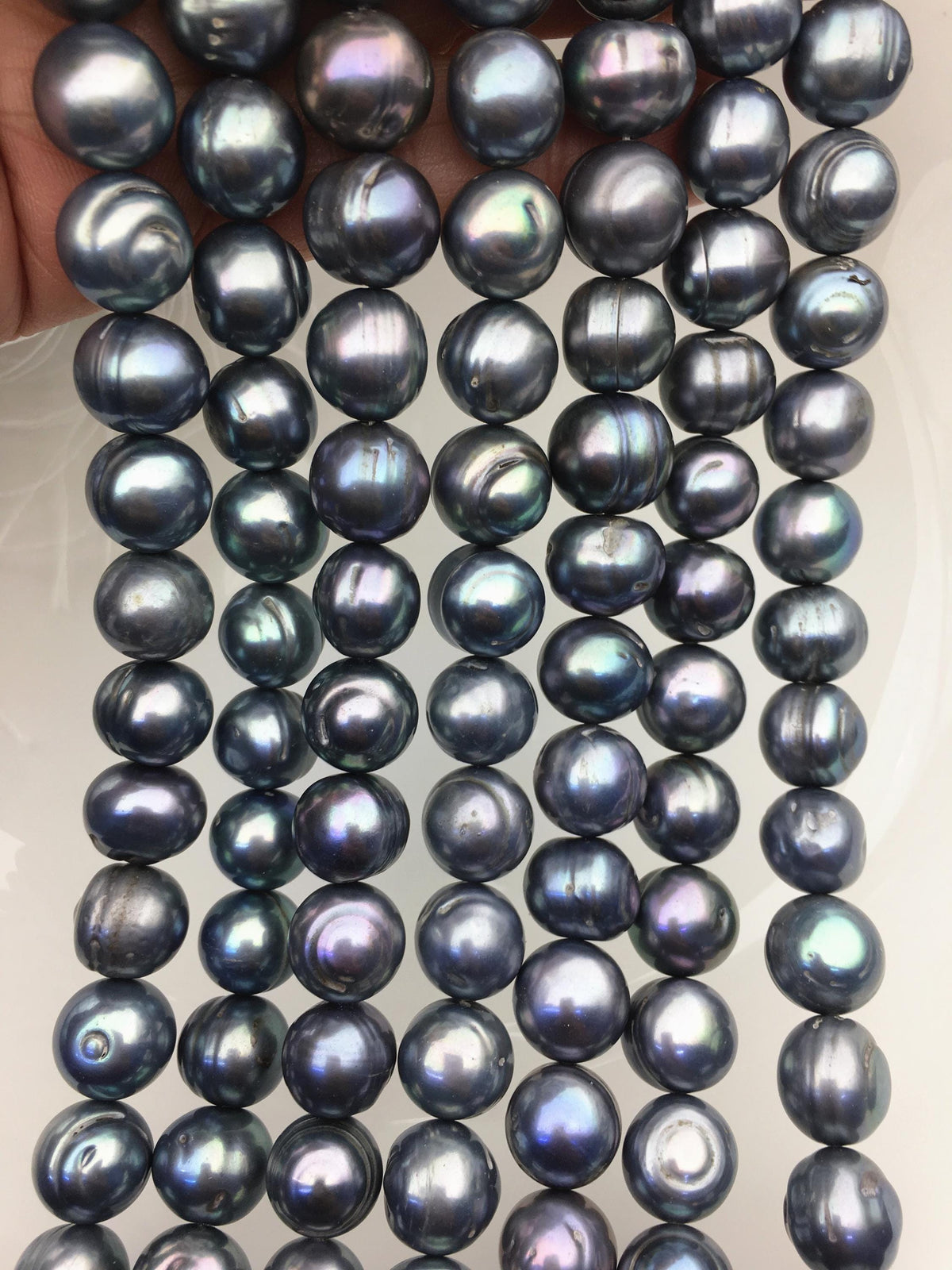 16.5'' AA+ 11.5-12.5mm Blue Gray big potato freshwater pearls,CR12-2A-3