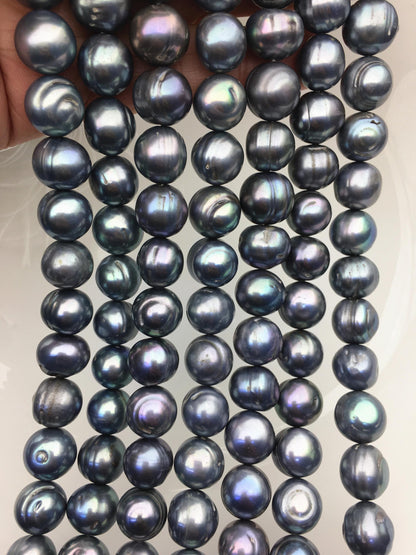 16.5'' AA+ 11.5-12.5mm Blue Gray big potato freshwater pearls,CR12-2A-3