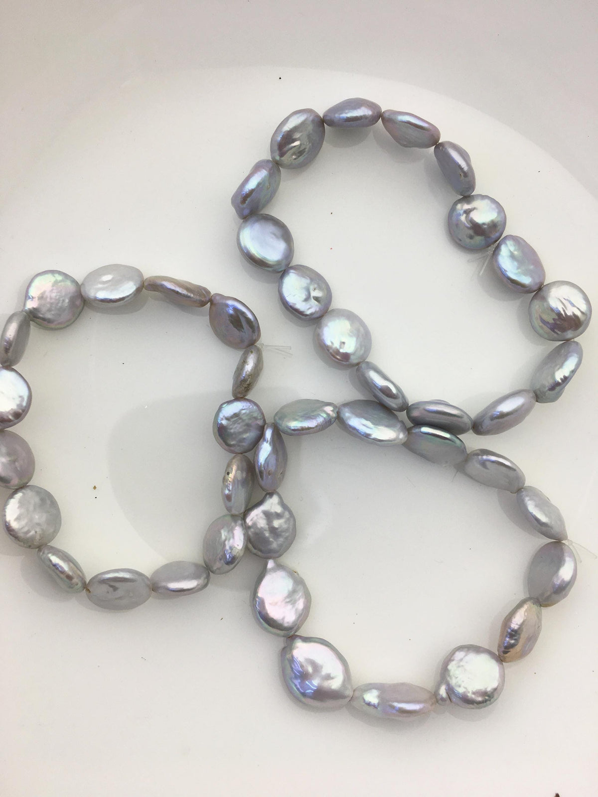 1pc 7 inchs AA+ 10-12mm Gray Coin Freshwater pearl Elastic string Bracelet,B8-010