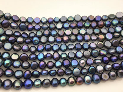 AAA 7-8mm blue black nugget freshwater pearls,irregular nugget freshwater pearl strand,LM7-T11