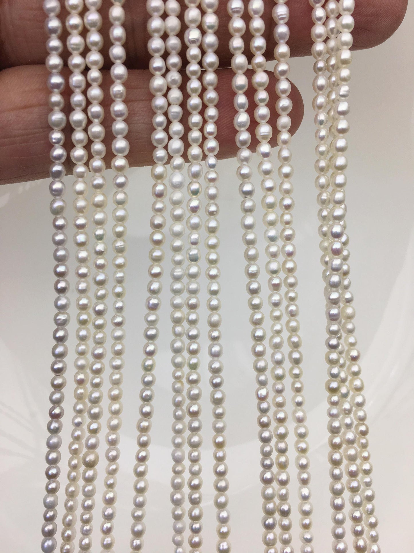 AA 2.2-2.8x3-4mm white oval rice pearls,genuine pearl,Cultured pearl,diy pearl beads,LR2-2A-2