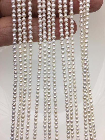 AA 2.2-2.8x3-4mm white oval rice pearls,genuine pearl,Cultured pearl,diy pearl beads,LR2-2A-2