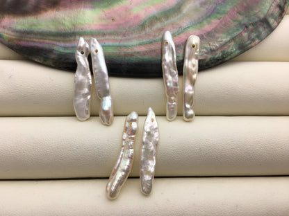 1 pair AA+ 4-6x25-30mm white Toothpick pearls Pair,for make dangle earrings,baroque pearl,loose pearl beads,ZS-127-62-41