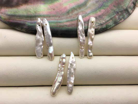 1 pair AA+ 4-6x25-30mm white Toothpick pearls Pair,for make dangle earrings,baroque pearl,loose pearl beads,ZS-127-62-41