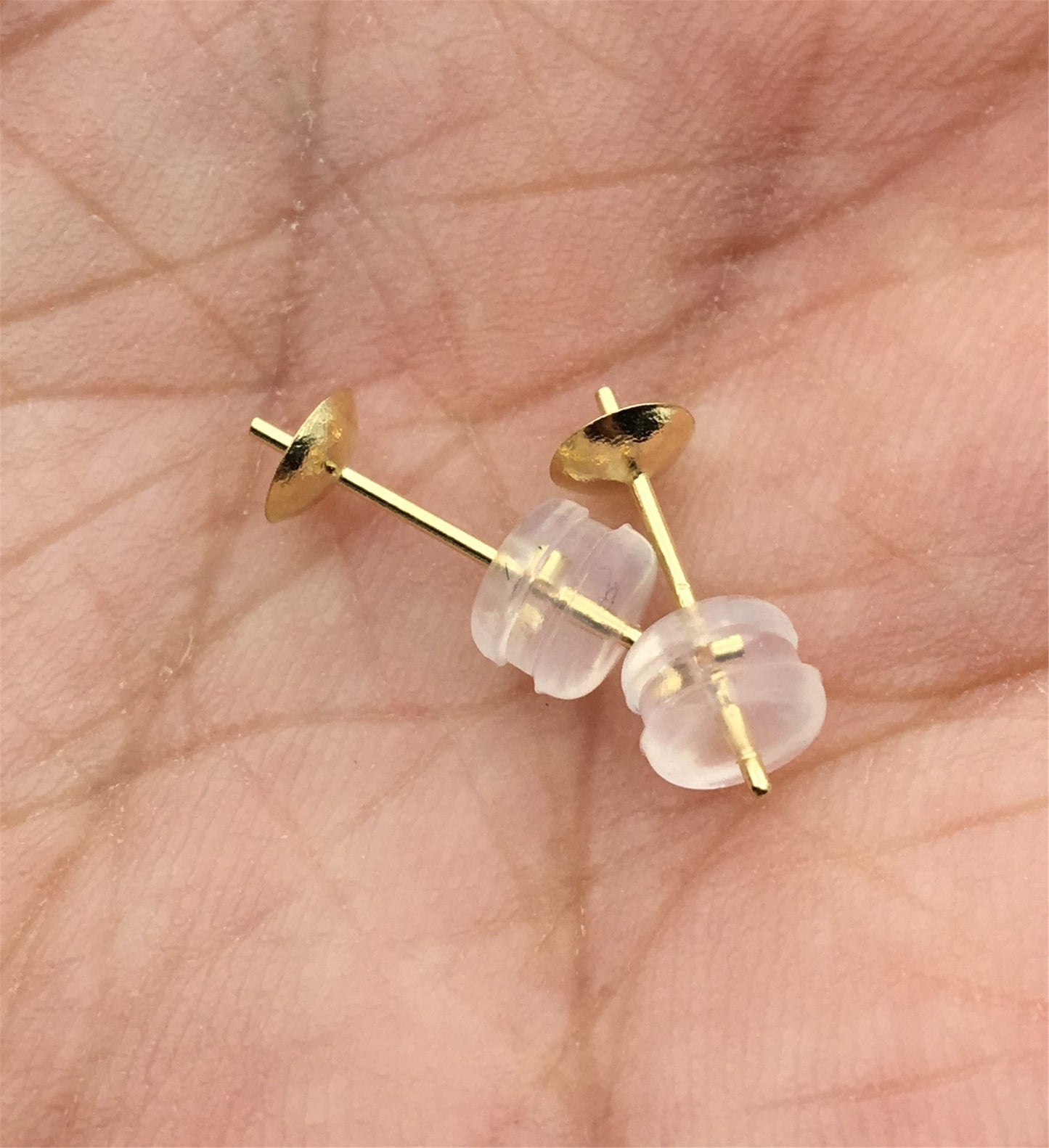 Heavy 4.3mm big CUP 18k yellow / white gold stud, post for stud earrings,diy,wholesale,ASG-ER-007