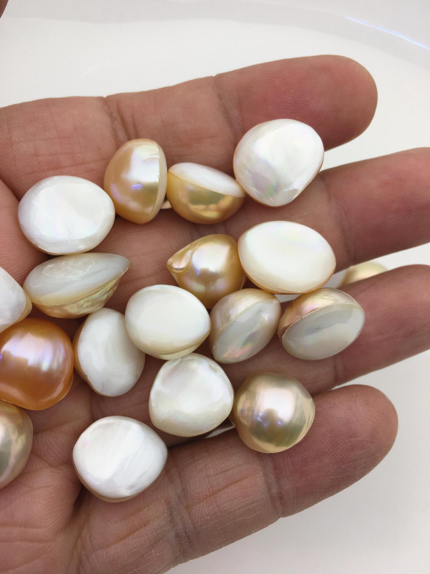30pcs AAA 13-14mm natural color Baroque Teardrop Mabe Freshwater Pearls,no hole,MB-T26