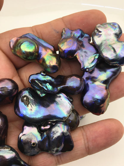 16pcs A 15-20mm black blue baroque Flame ball Pearl - no hole,FL15-T4-22