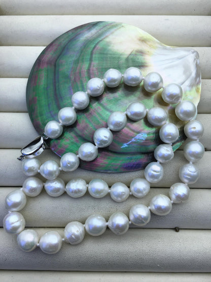 17.5'' AA 9-11mm white baroque drop edison freshwater Pearl necklace,genuine Natural Pearl Necklace,NPN1-T30-10