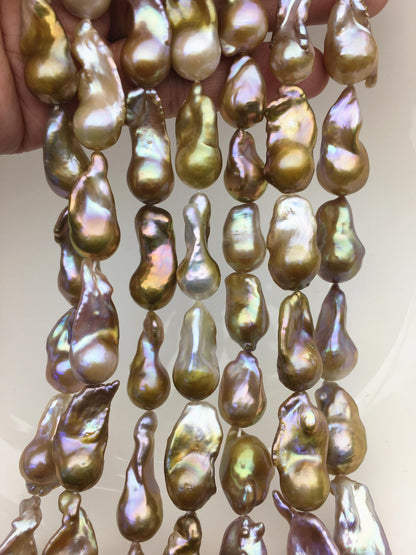 15.5'' AAA 11-14mm Natural Bronze Rainbow flame ball pearl,FL15-3A-7-10