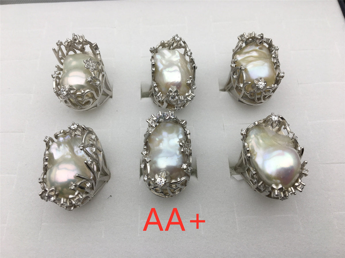 Very Big Baroque Pearl rings,affordable engagement rings,pearl wedding rings,promise rings for her,R1-018