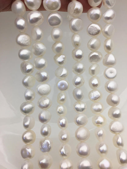AAA 9.4-10.5mm white nugget freshwater pearls,cultured freshwater baroque pearl bead string,LM10-3A-6