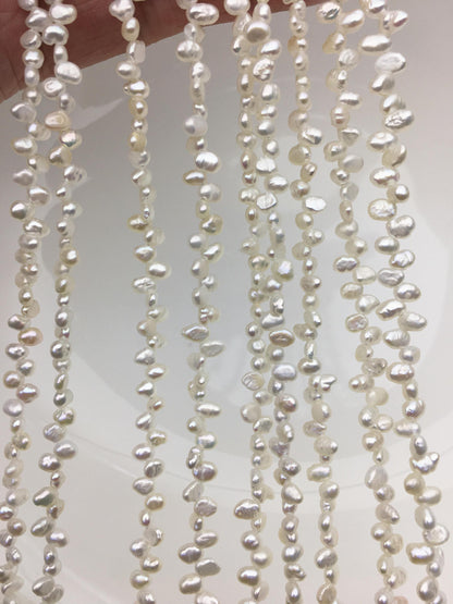 AAA 3-4mm white nugget seed pearls,irregular nugget freshwater pearl strand,c,LM3-3A-2