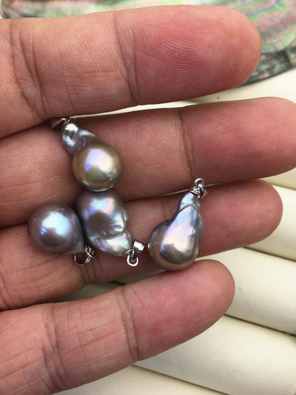 1pc AAA 12-15mm Gray Rainbow Middle Size Baroque pearl pendant,NC1-T34