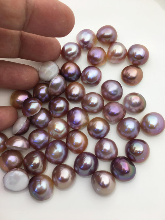 10pcs AAA 13-14mm Baroque Mabe Natural Purple Rainbow Freshwater Pearls,no hole,MB-T66