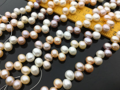 6.5'' AAA 7mm*8-9mm misc color rice pearls,White pink Purple Cultured oval freshwater pearls beads,teardrop loose pearl beads,LR7-3A-82