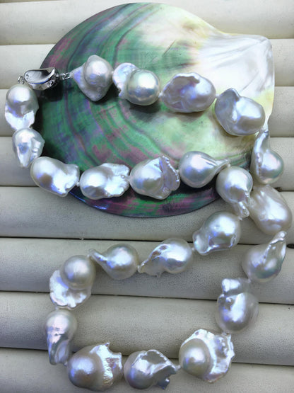 18'' AAA 13-17mm white baroque flame ball freshwater Pearl necklace,genuine freshwater Pearl necklace,NPN1-T63-1