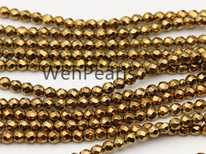 Hematite Brown,3mm Faceted Round,AAA Quality,130pcs,15.5 inches,G50-R3-007