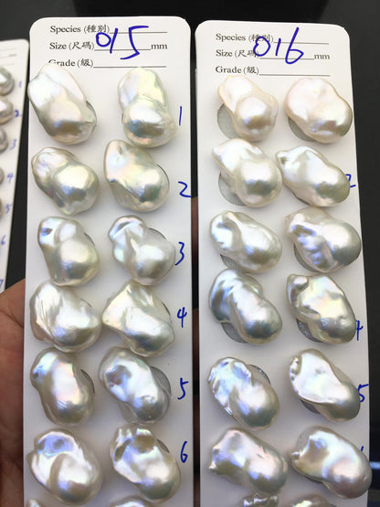 1 pair AAA 13-17x19-24mm White Flame ball Pearl Pairs - large Baroque freshwater pearl pairs,FL15-3A-8-4