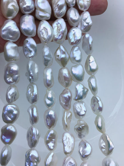 AA+ 11-14mm White thick keshi Freshwater Pearl,ZS-200-33