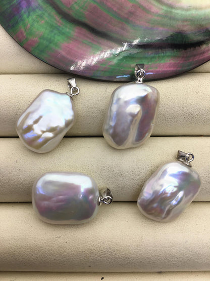 2pcs AAA/AA+ 15-17mm White Thick Block Baroque pearl pendant,NC1-036