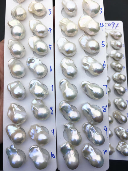 1 pair AAA 12-16x18-24mm White Flameball Pearl Pairs,Baroque Cultured Freshwater Pearl,flameball pearls,FL15-3A-8-49
